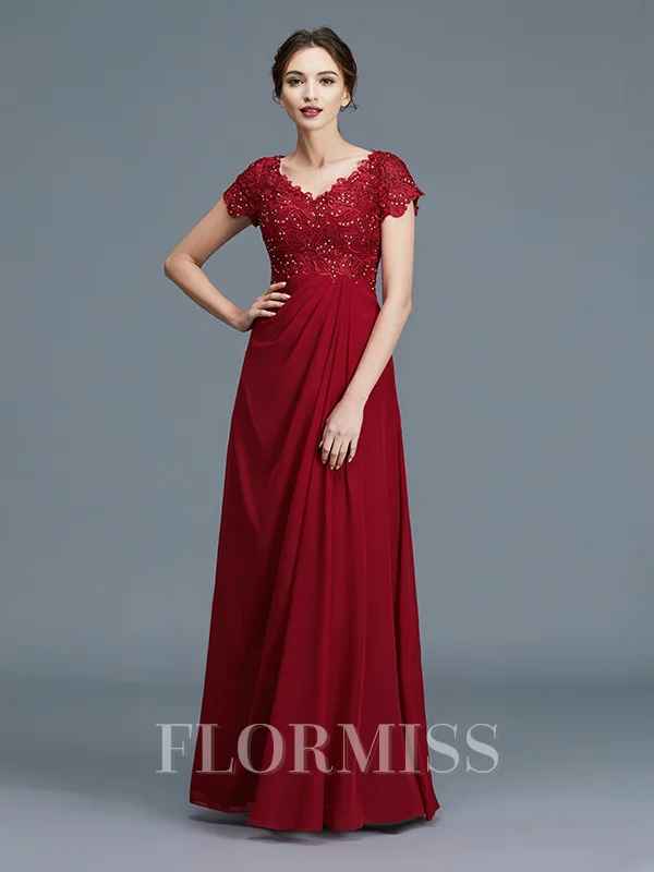 A-Line/Princess V-neck Floor-Length Chiffon Mother of the Bride Dresses With Ruffles