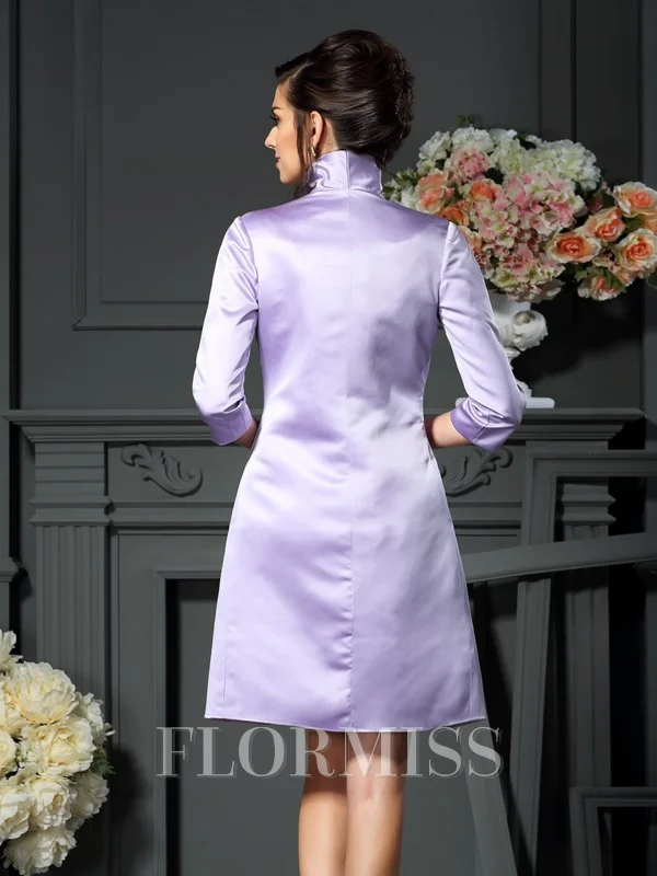 Sheath/Column Scoop Short/Mini Satin Mother of the Bride Dresses With Bow