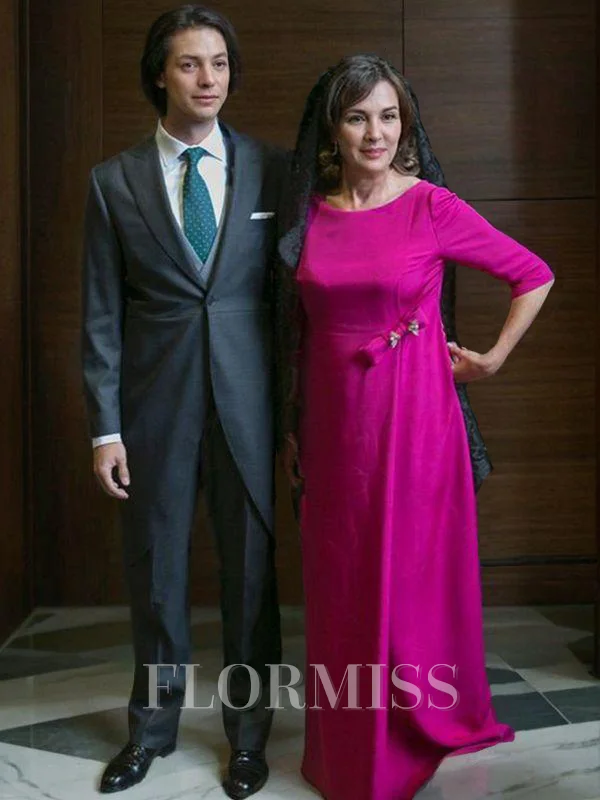 Sheath/Column Scoop Floor-Length Satin Mother of the Bride Dresses With Bow