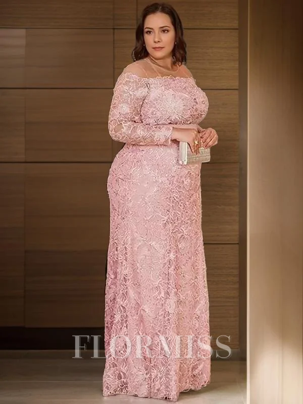Sheath/Column Scoop Floor-Length Lace Mother of the Bride Dresses With Appliques Lace