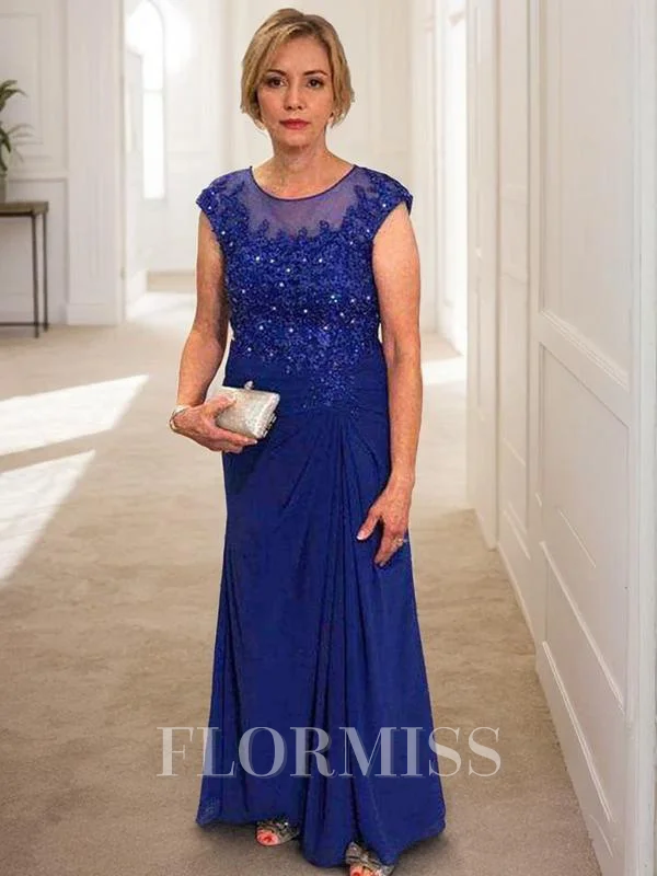 A-Line/Princess Scoop Floor-Length Chiffon Mother of the Bride Dresses With Appliques Lace