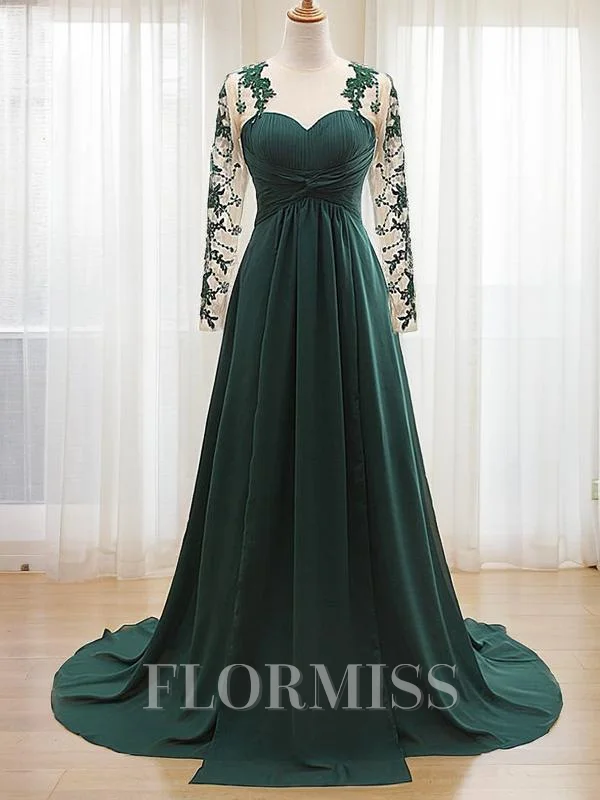 A-Line/Princess Sweetheart Sweep Train Chiffon Mother of the Bride Dresses With Appliques Lace