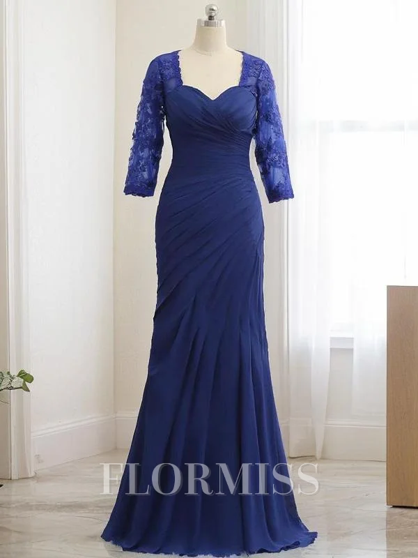 Trumpet/Mermaid Sweetheart Floor-Length Chiffon Mother of the Bride Dresses With Lace