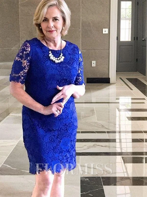 Sheath/Column Scoop Short/Mini Lace Mother of the Bride Dresses