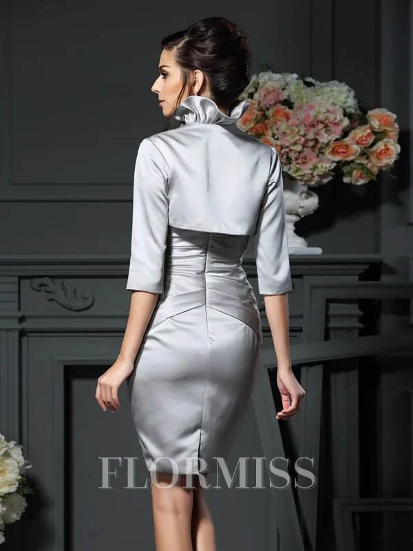 Sheath/Column Sweetheart Short/Mini Satin Mother of the Bride Dresses With Beading