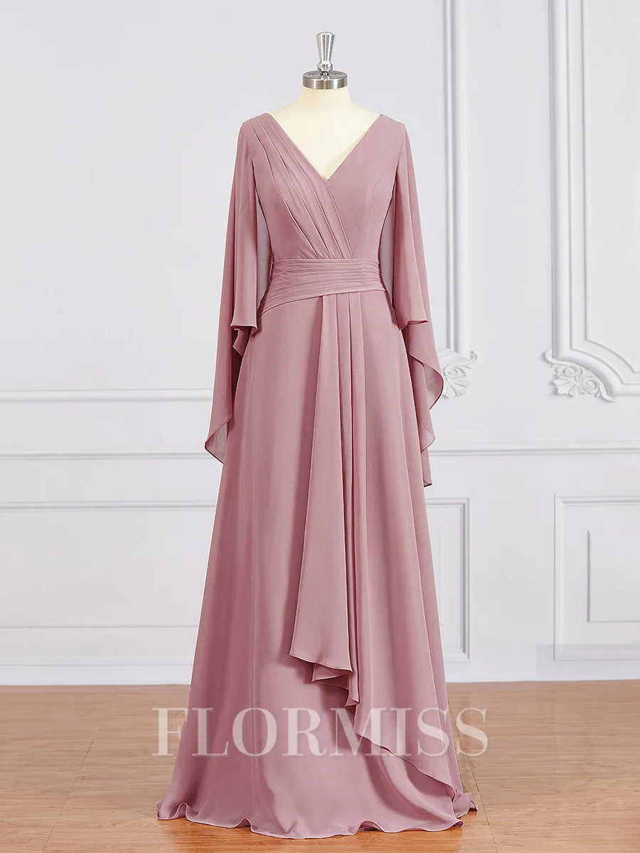 A-Line/Princess V-neck Floor-Length Chiffon Mother of the Bride Dresses