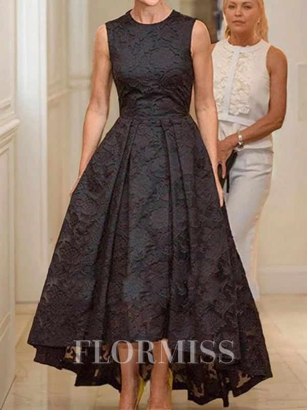 A-Line/Princess Scoop Asymmetrical Lace Mother of the Bride Dresses With Ruffles