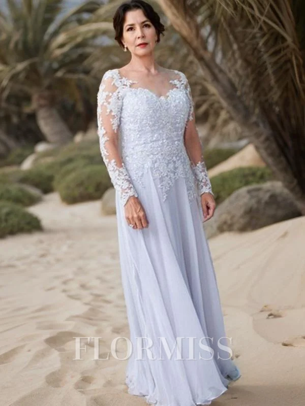 Sheath/Column Scoop Floor-Length Chiffon Mother of the Bride Dresses With Lace