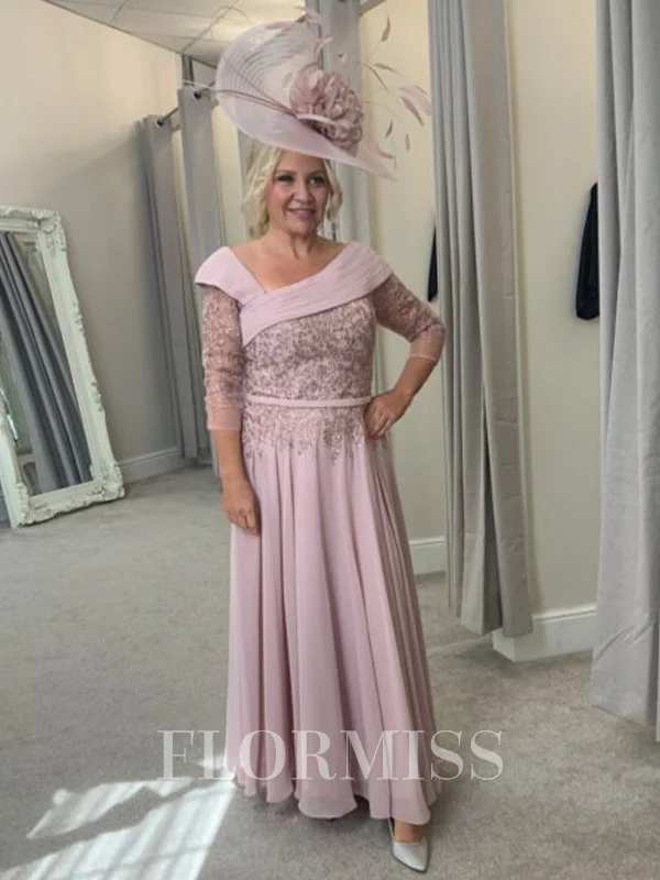 A-Line/Princess Bateau Floor-Length Chiffon Mother of the Bride Dresses With Ruffles