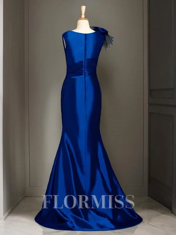 Trumpet/Mermaid Scoop Sweep Train Silk Like Satin Mother of the Bride Dresses With Ruffles