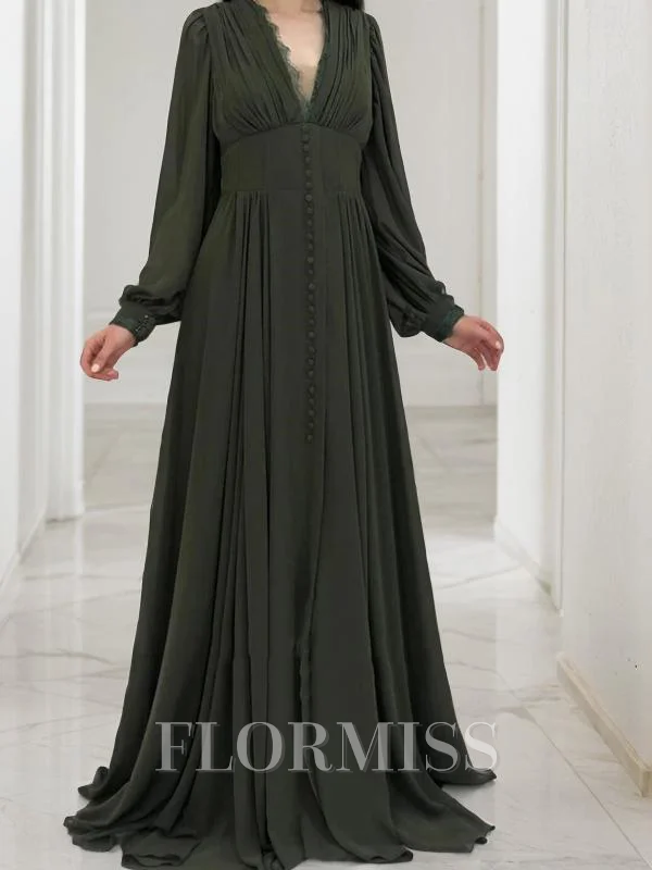 A-Line/Princess V-neck Sweep Train Chiffon Mother of the Bride Dresses With Ruffles