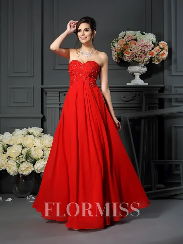 A-Line/Princess Sweetheart Floor-Length Chiffon Mother of the Bride Dresses With Beading