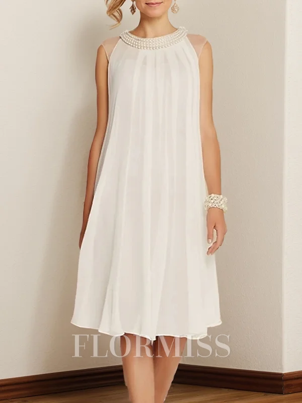 A-line/Princess Chiffon Scoop Sleeveless Knee-Length Mother of the Bride Dress
