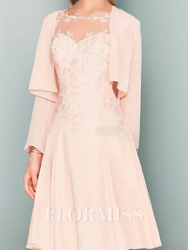 A-line/Princess Chiffon Scoop Sleeveless Knee-Length Mother of the Bride Dress