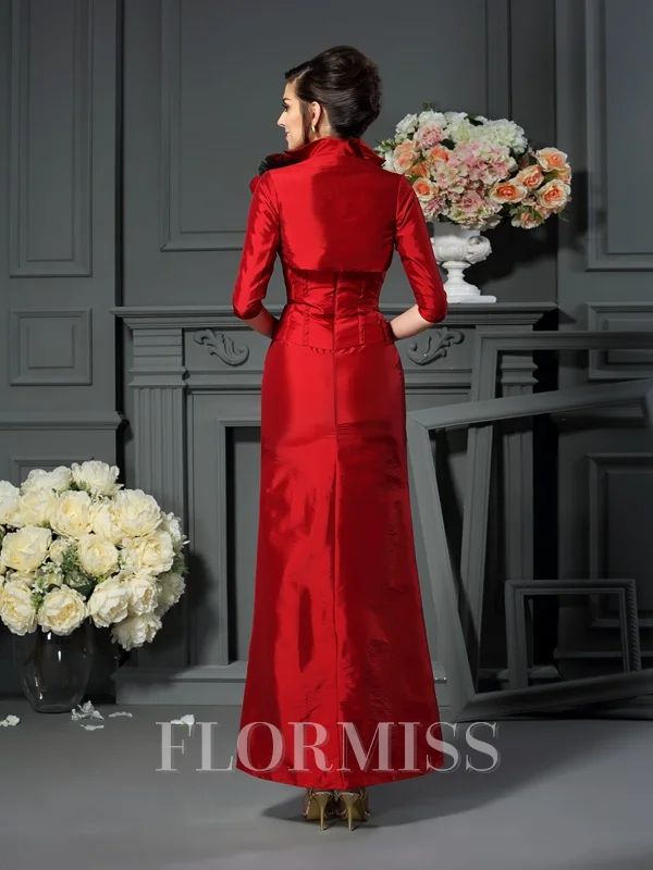 A-Line/Princess Strapless Ankle-Length Taffeta Mother of the Bride Dresses With Flower