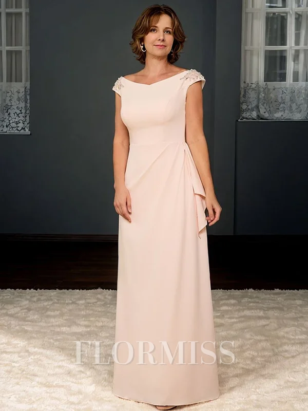 Sheath Bateau Appliques Lace Floor-Length Stretch Crepe Mother of the Bride Dress