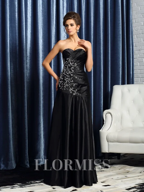A-Line/Princess Sweetheart Floor-Length Satin Mother of the Bride Dresses With Appliques Lace