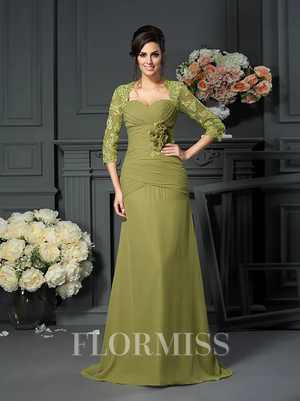 A-Line/Princess Sweetheart Floor-Length Chiffon Mother of the Bride Dresses With Flower