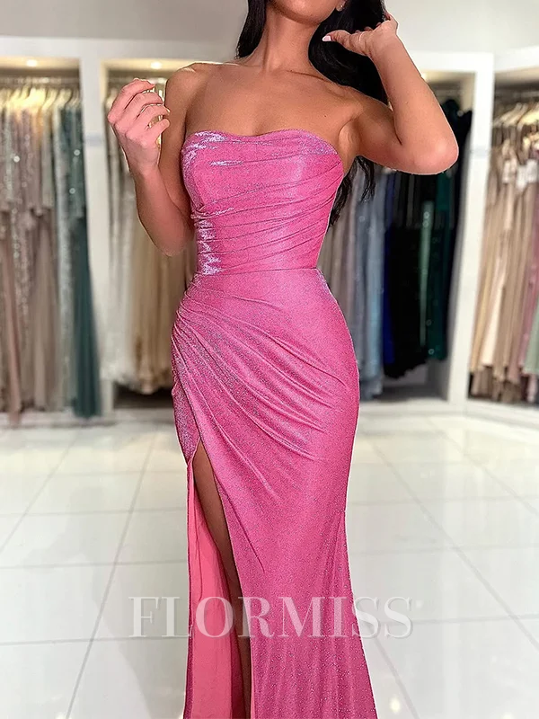 Sheath/Column Sweetheart Sleeveless Floor-Length Leg Slit Dress