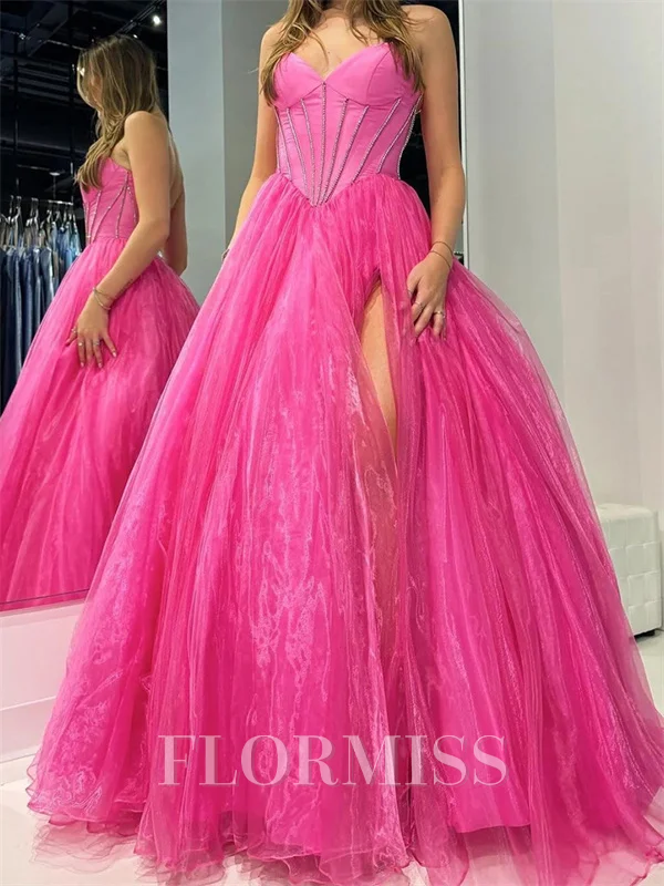 A-line Sweetheart Beading Floor-Length Organza Corset Dress