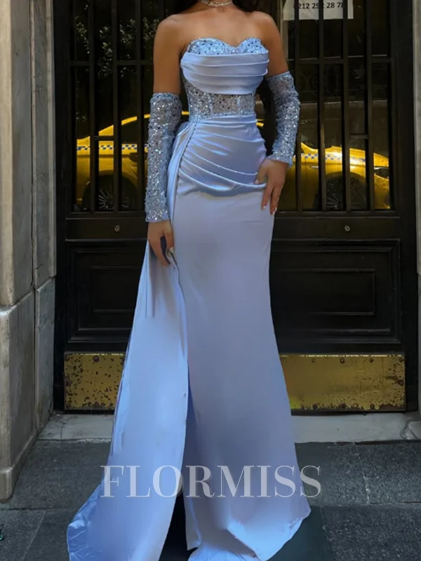 Sheath/Column Sweetheart Floor-Length Silk Like Satin Corest Dress