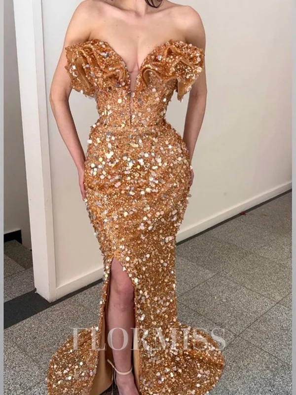 Sheath Sweetheart Sequin Sweep Train Dress