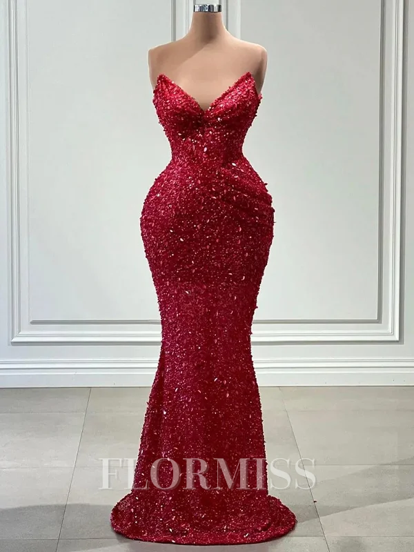 Sheath V-neck Sequin Floor-Length Dress