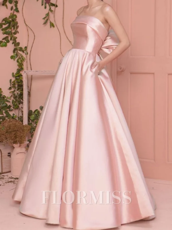 A-line Straight Floor-Length Satin Dress