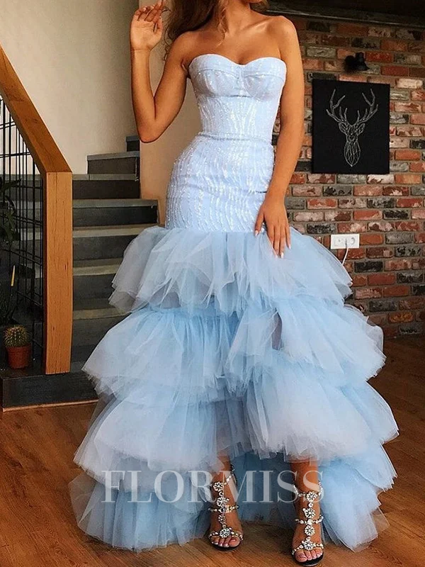 Sheath Tulle Sweetheart Sleeveless Floor-Length Prom Dresses
