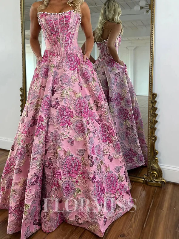 A-line Other Straight Sleeveless Floor-Length Prom Dresses