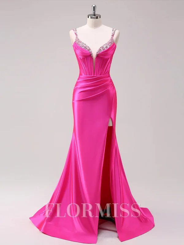 Sheath Other Spaghetti Straps Sleeveless Court Train Prom Dresses