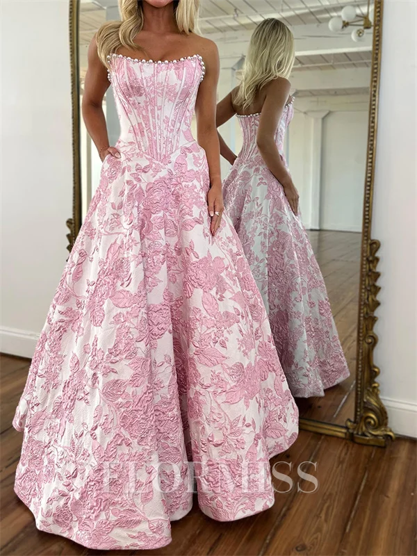 A-line Straight Floor-Length Corset Prom Dress