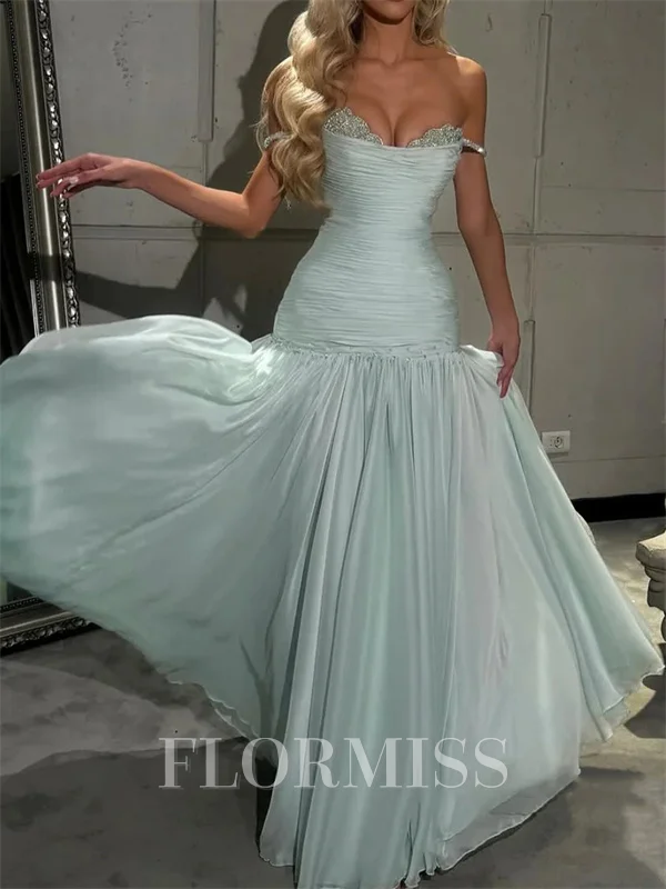 A-line Sweetheart Ruffles Floor-Length 30D Chiffon Corset Prom Dress