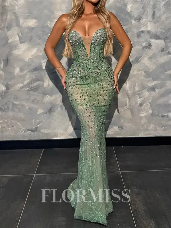 Sheath Sweetheart Beading Floor-Length Prom Dress