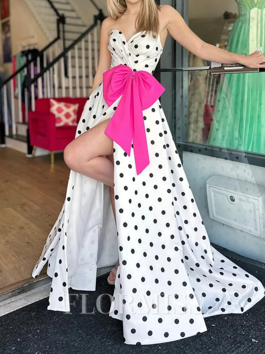 A-line Sweetheart Bow Sweep Train Other Corset Prom Dress