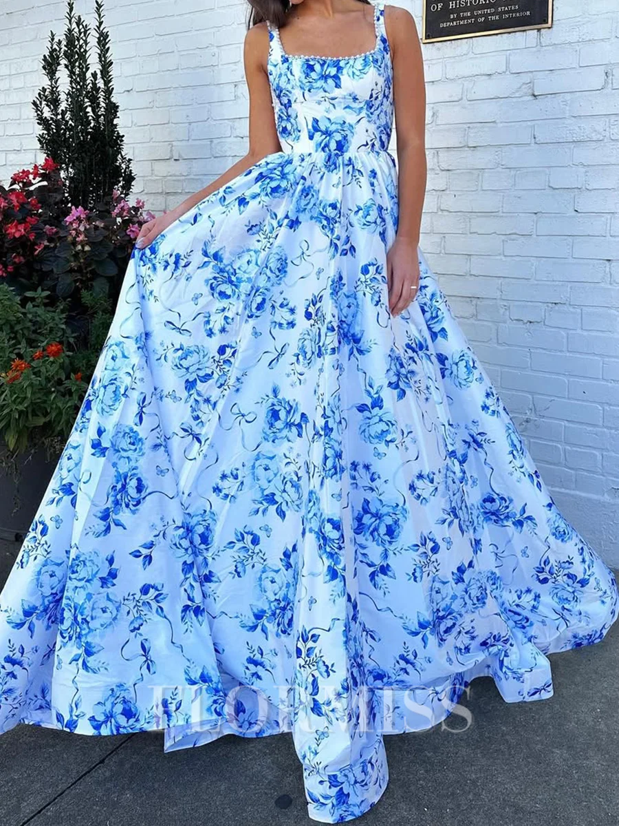 A-line Square Rhinestone Sweep Train Other Corset Prom Dress