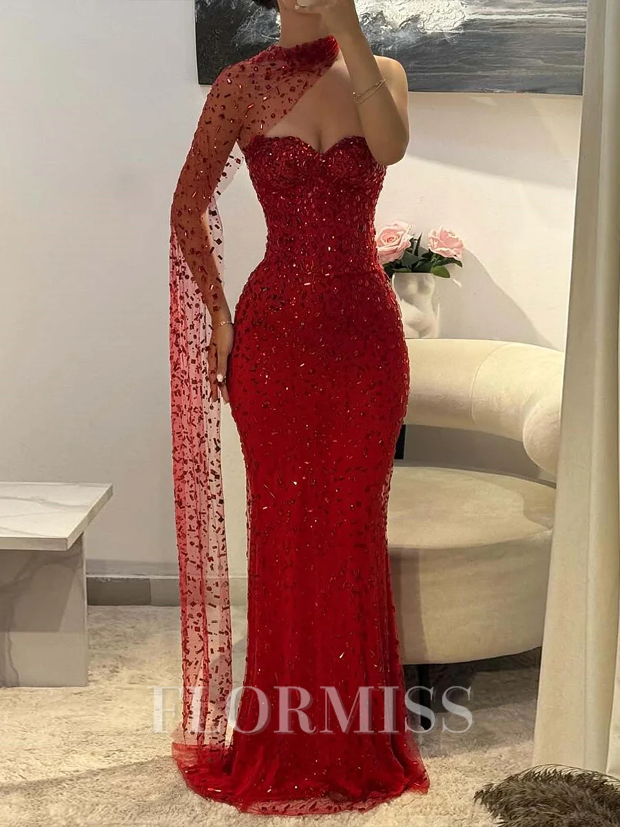 Sheath Sweetheart Beading Sweep Train Tulle Prom Dress