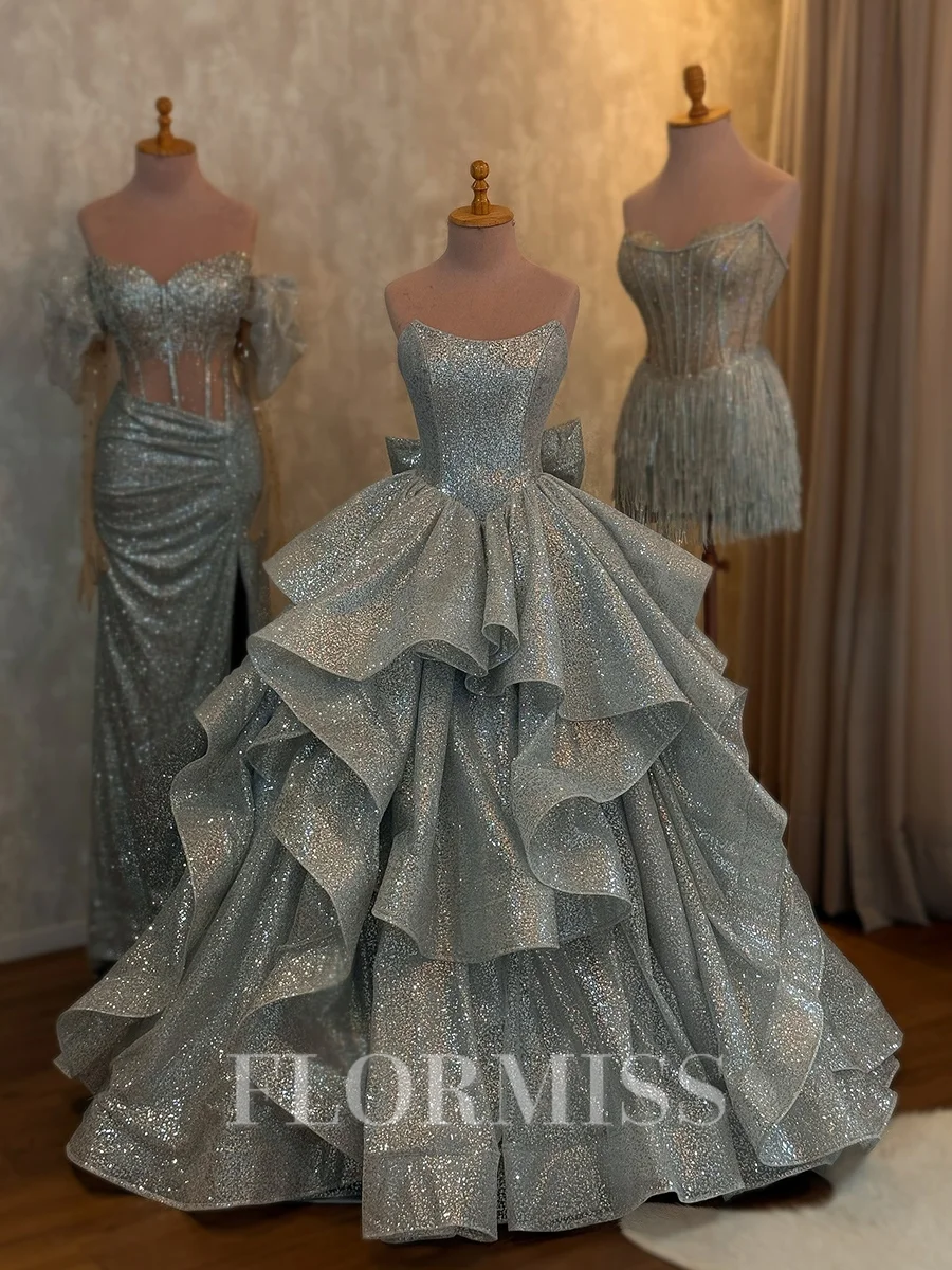 A-line Straight Bow Floor-Length Corset Prom Dress