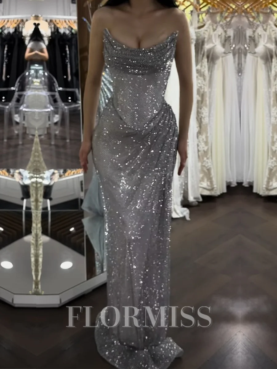 Sheath Straight Pleated Floor-Length Prom Dress