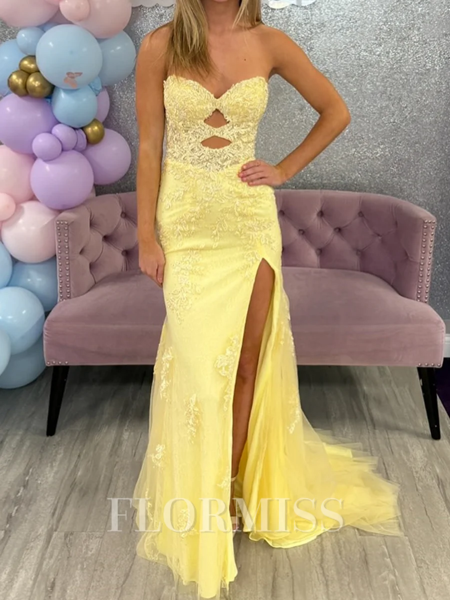 Sheath Sweetheart Appliques Lace Court Train Tulle Corset Prom Dress