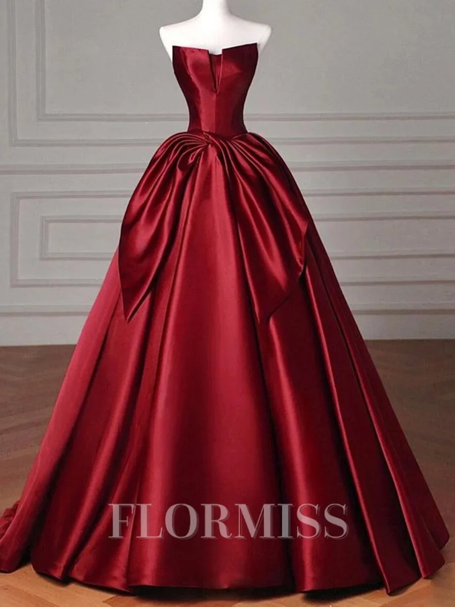 A-line Straight Ruffles Floor-Length Satin Corset Prom Dress