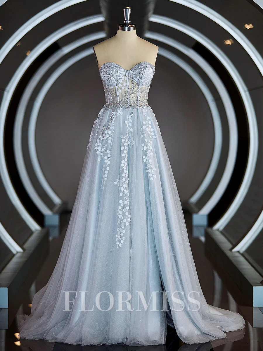 Sheath/Column V-neck Sweep Train Velvet Sequins Prom Dresses With Leg Slit