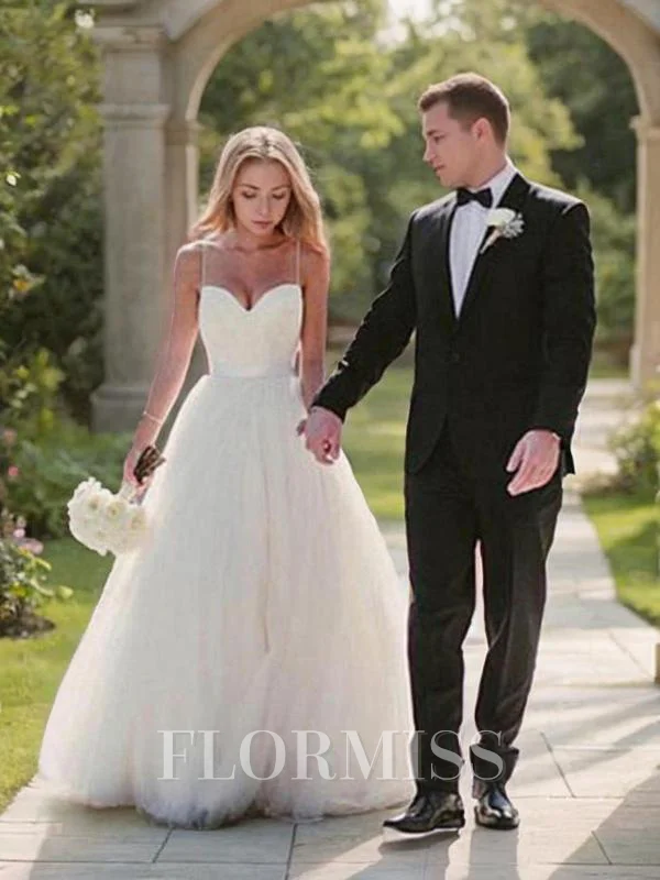 Ball Gown Sweetheart Sweep Train Tulle Wedding Dresses
