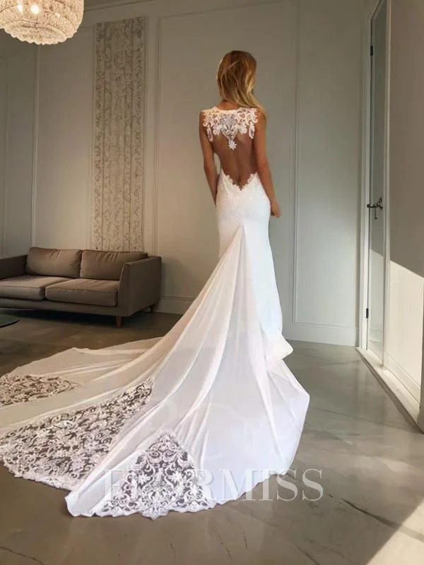 Trumpet/Mermaid Sweetheart Cathedral Train Lace Wedding Dresses With Appliques Lace