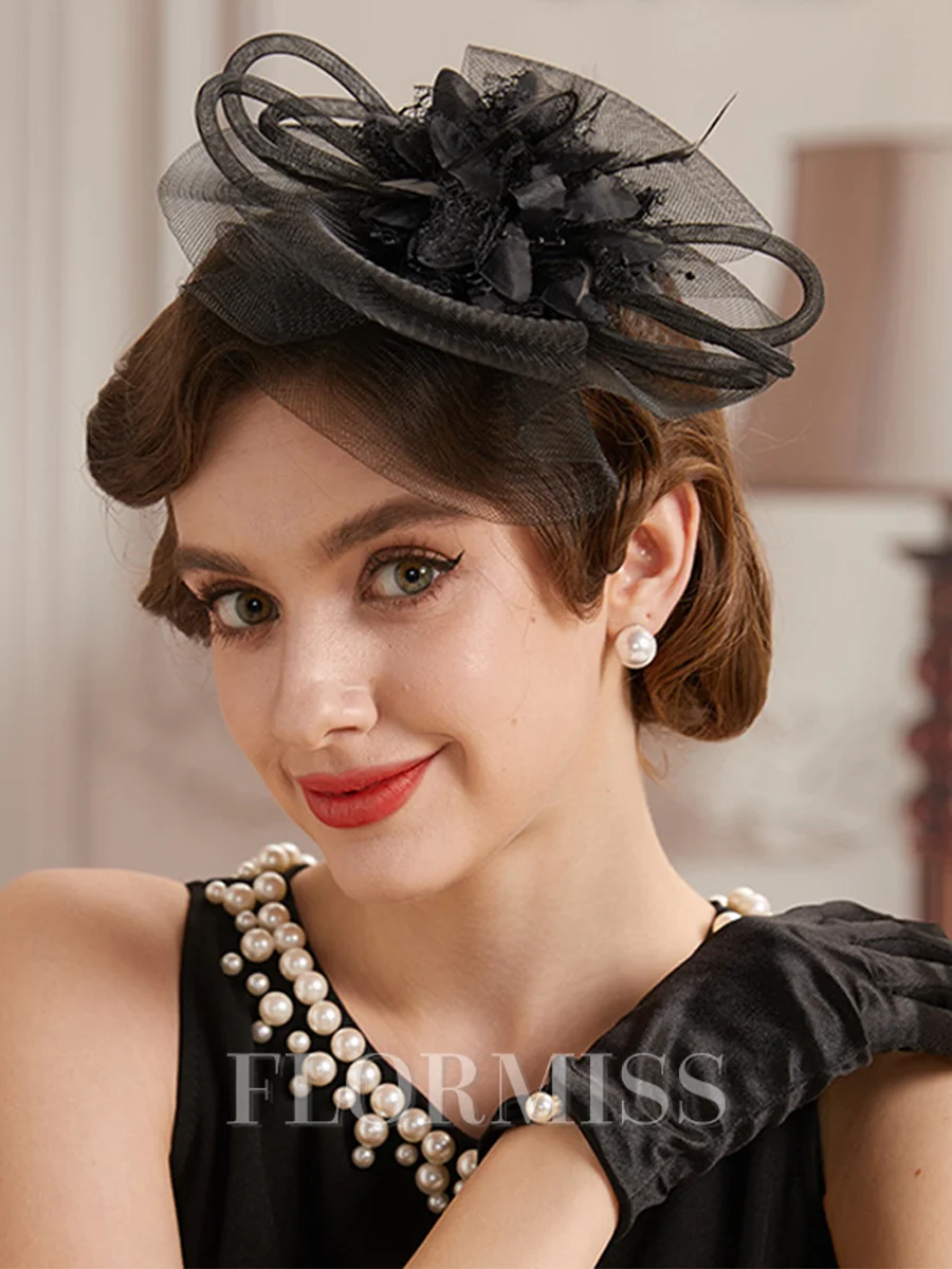 Ladies' Beautiful Tulle With Silk Flower Tea Party Hats