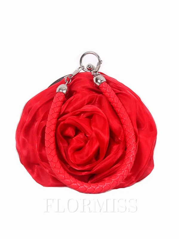 Charming Silk With Flower Evening/Party Handbags