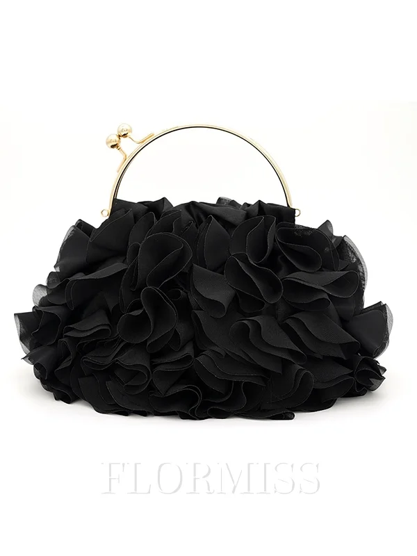 Pretty Satin With Ruffles Evening/Party Handbags
