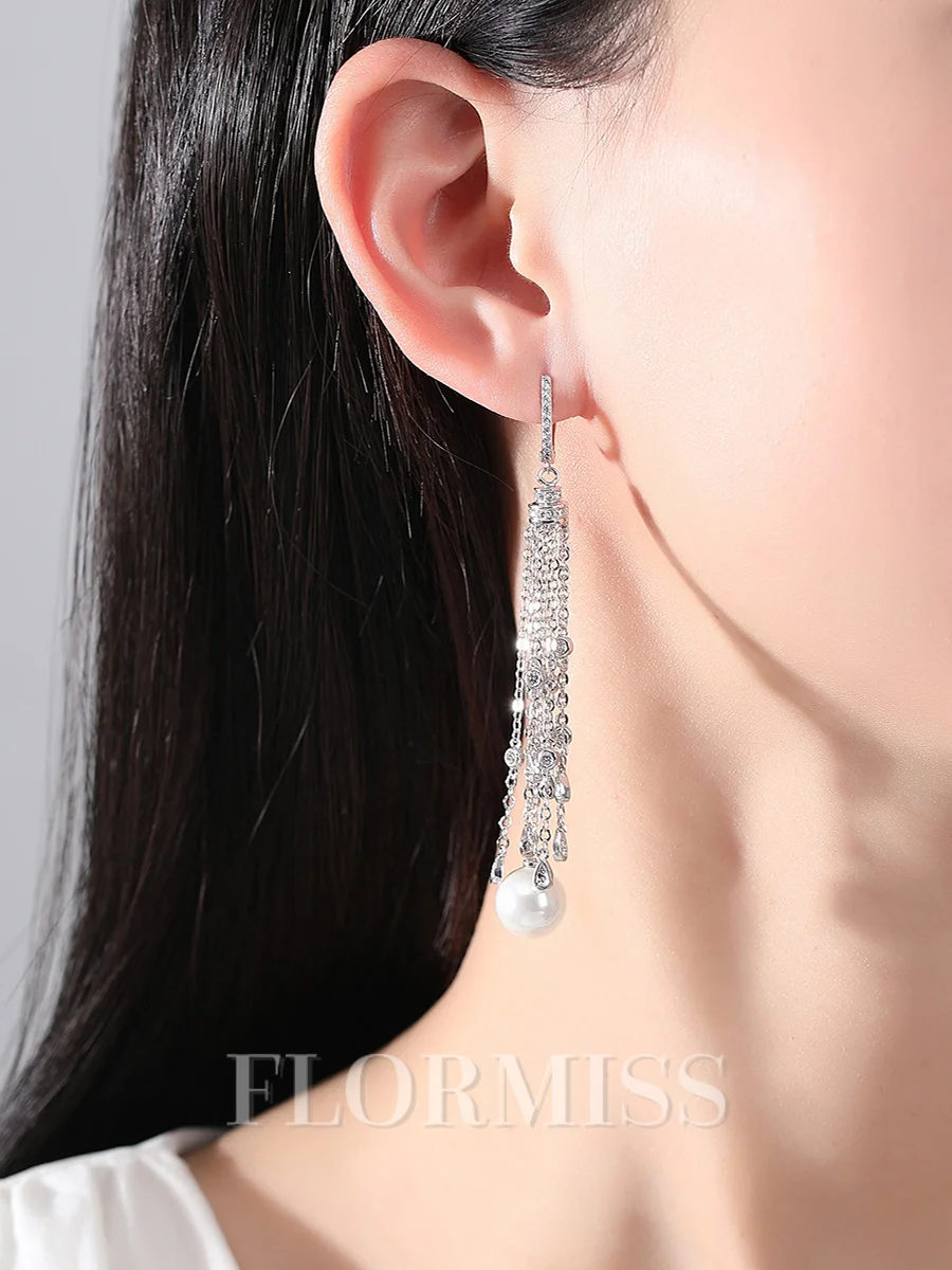 Beautiful Copper With Imitation Pearl Earrings