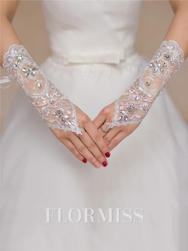 Luxurious Tulle Lace Wedding Gloves