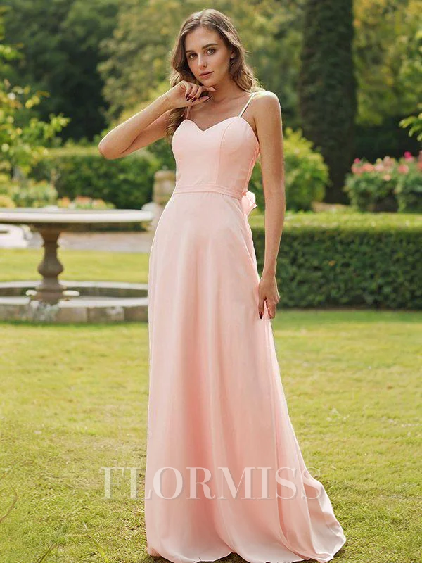 A-Line/Princess Chiffon Sash/Ribbon/Belt Sweetheart Sleeveless Floor-Length Bridesmaid Dresses